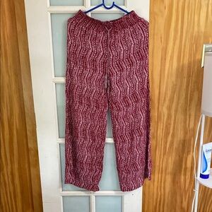 Women's Red Patterned Pants